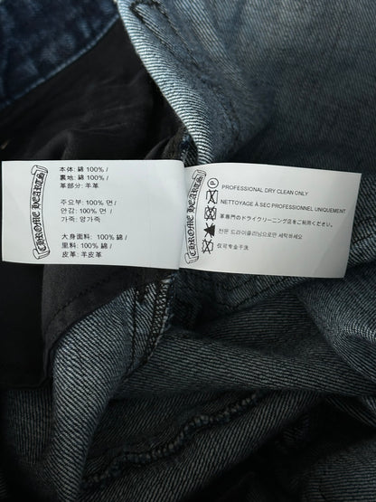 Chrome Hearts Blue & Black Cross Patch Denim Jean Shorts