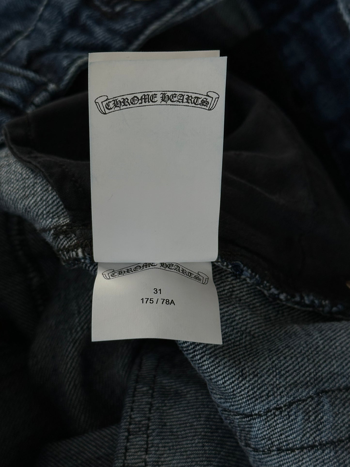 Chrome Hearts Blue & Black Cross Patch Denim Jean Shorts