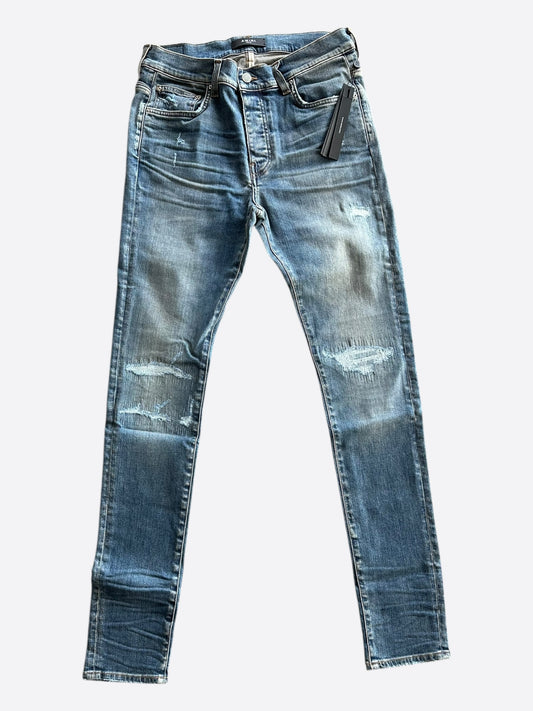 Amiri Indigo Fractured Skinny Jeans