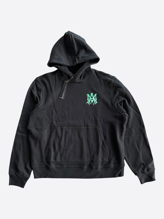 Amiri Black & Green Watercolor MA Logo Hoodie