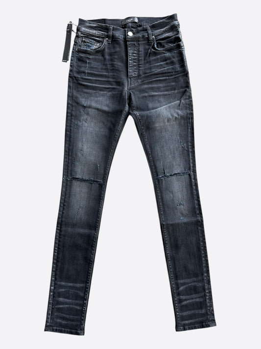 Amiri Aged Black Slash Distressed Jeans