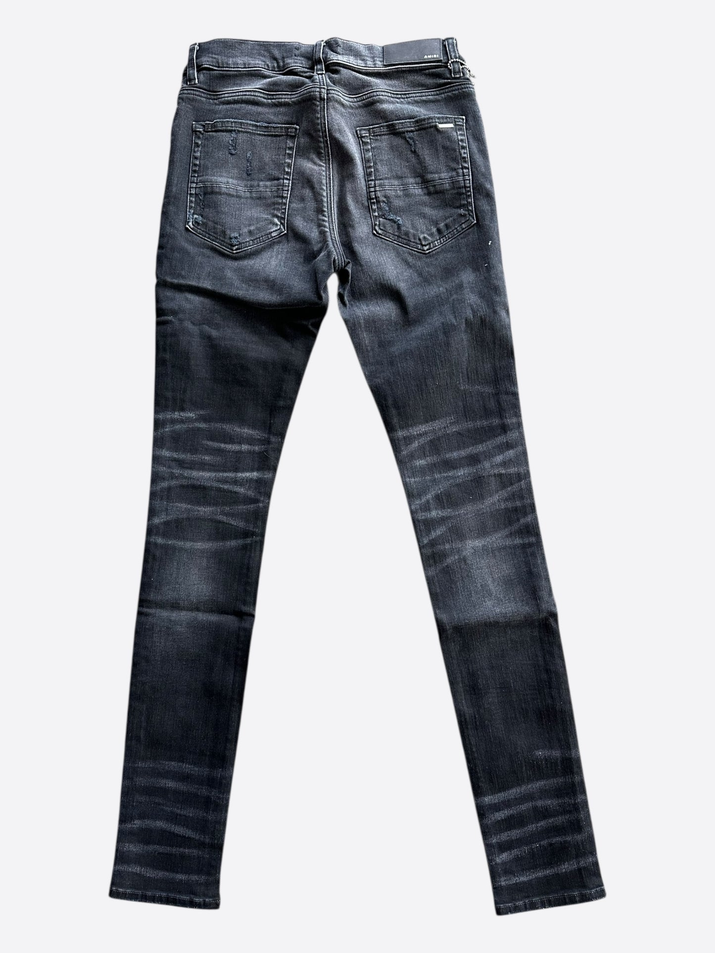 Amiri Aged Black Slash Distressed Jeans