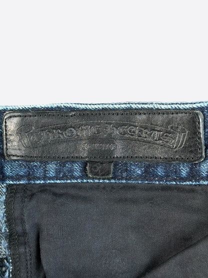 Chrome Hearts Blue & Black Cross Patch Denim Jean Shorts