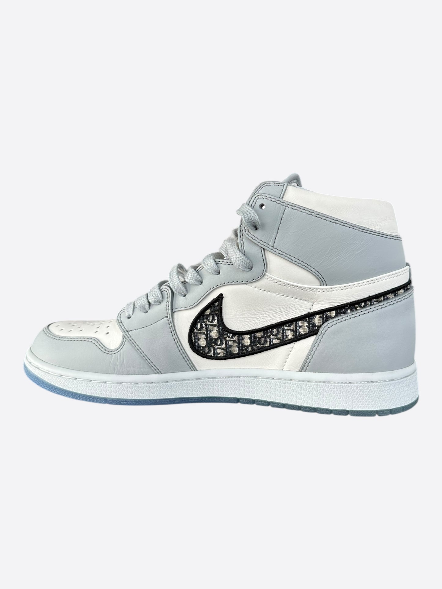 Dior Air Jordan Grey & White Oblique High Top Sneakers