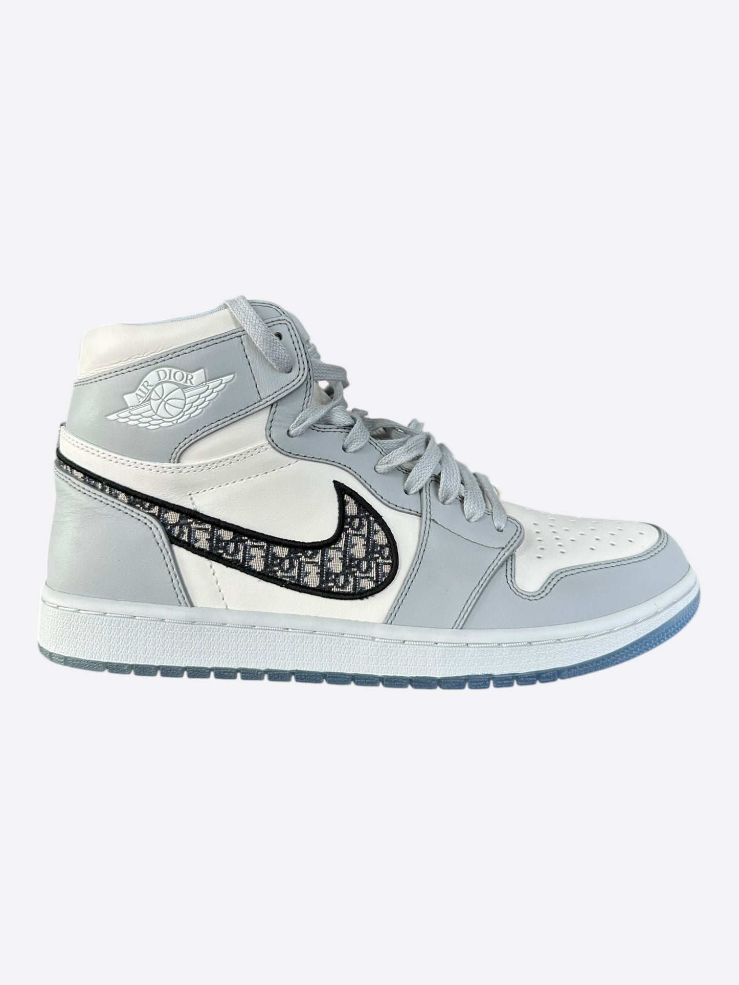 Dior Air Jordan Grey & White Oblique High Top Sneakers