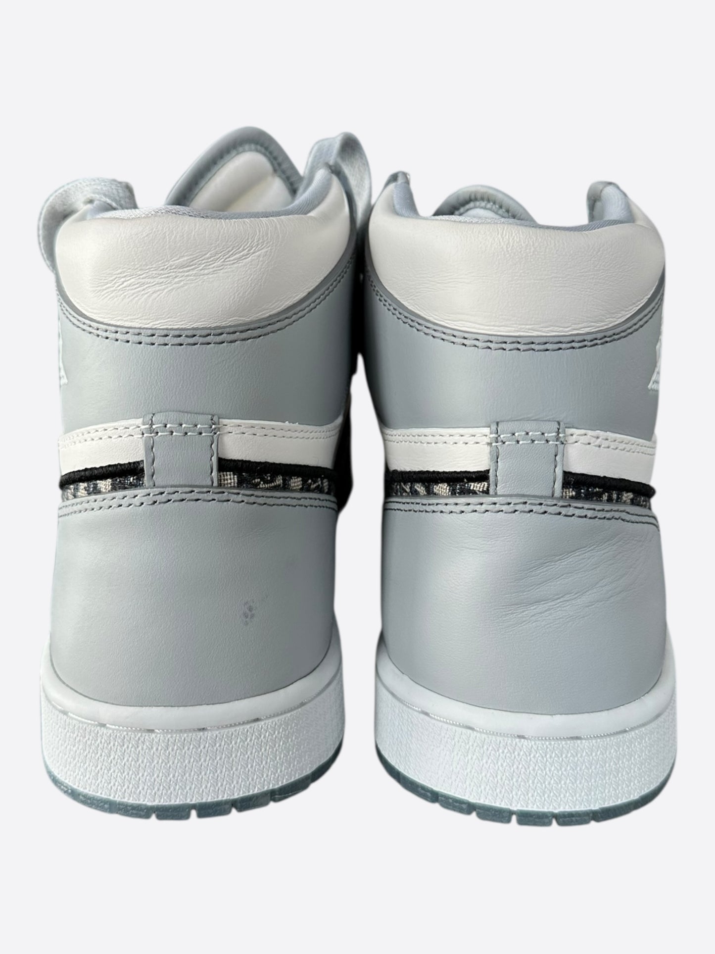 Dior Air Jordan Grey & White Oblique High Top Sneakers