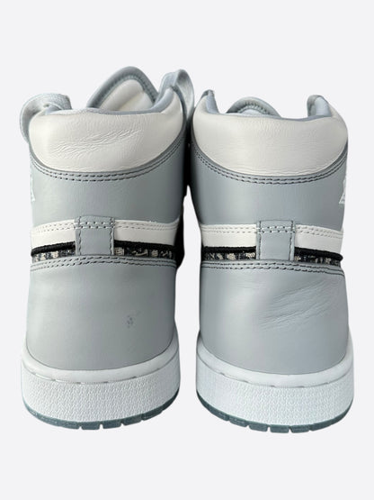 Dior Air Jordan Grey & White Oblique High Top Sneakers