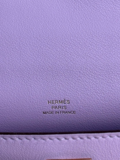 Hermes Mauve Sylvestre Epsom & Gold Hardware Kelly Pochette