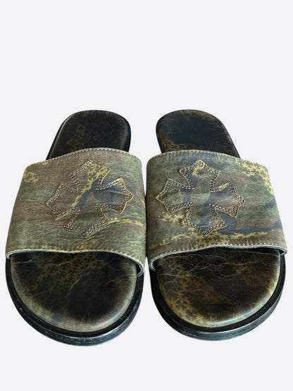 Chrome Hearts Camouflage Jacquard Cross Patch Slides