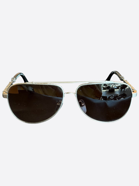 Chrome Hearts Black & Silver Jackaddict Sunglasses