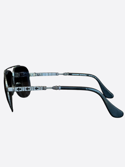 Chrome Hearts Black & Silver Jackaddict Sunglasses