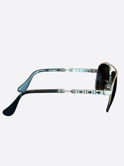 Chrome Hearts Black & Silver Jackaddict Sunglasses