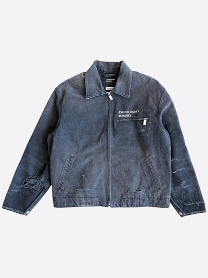 Enfants Riches Deprimes Black & White Classic Logo Distressed Work Jacket