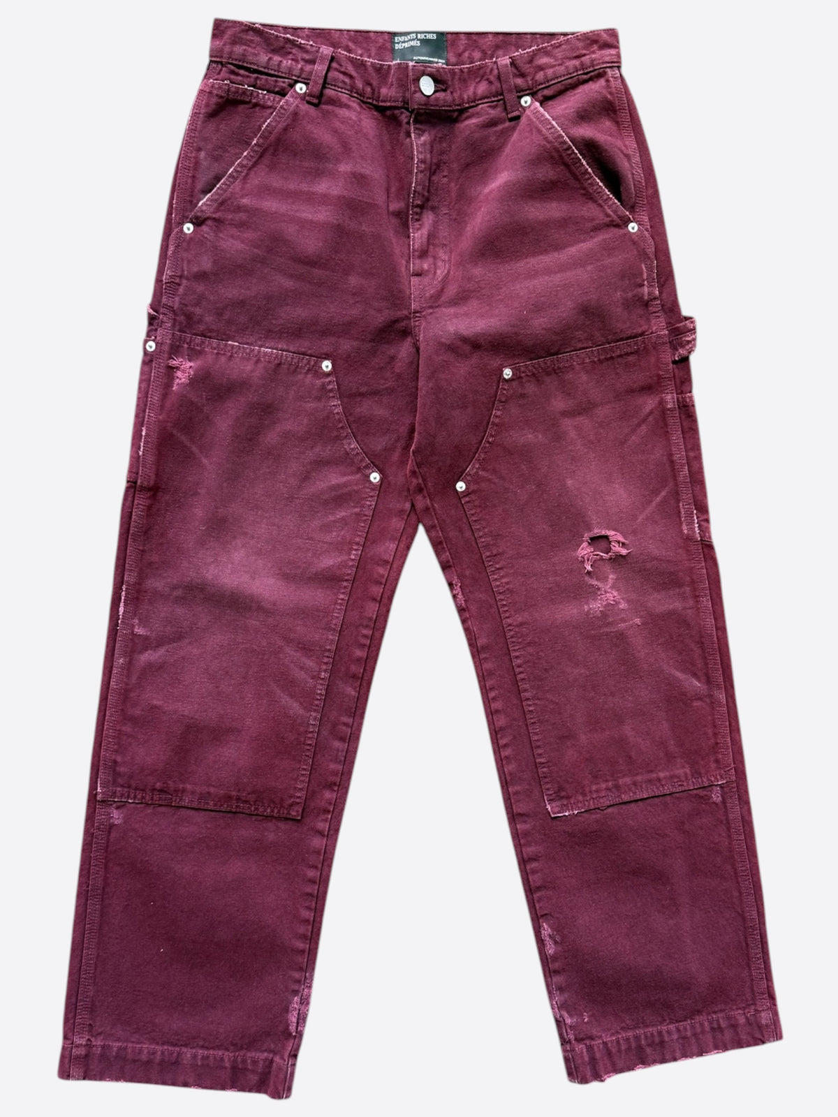 Enfants Riches Deprimes Burgundy Distressed Carpenter Pants