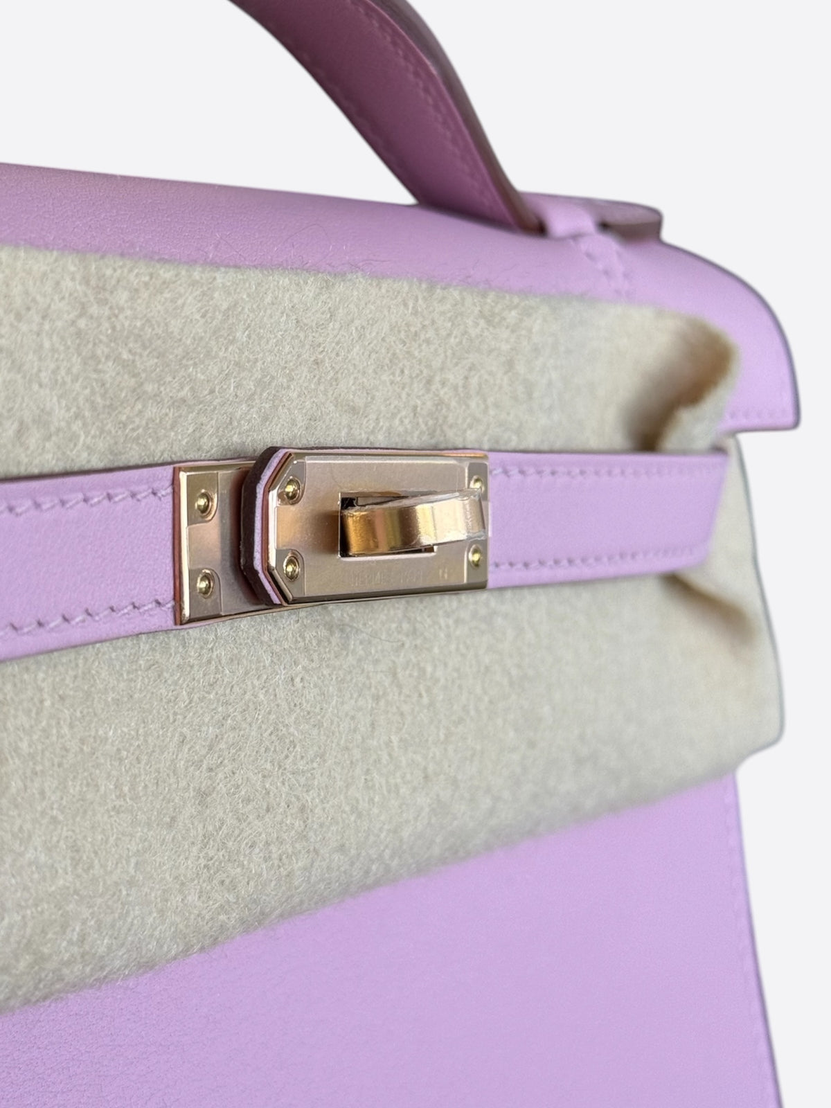 Hermes Mauve Sylvestre Epsom & Gold Hardware Kelly Pochette