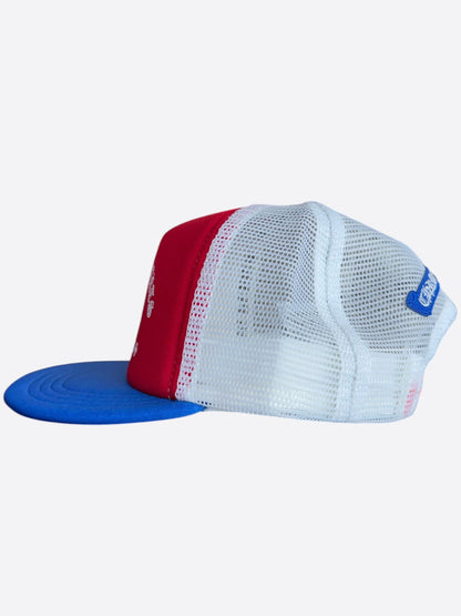 Chrome Hearts Red, Blue & White Triple Cross Trucker Hat