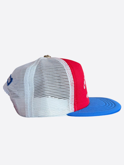 Chrome Hearts Red, Blue & White Triple Cross Trucker Hat