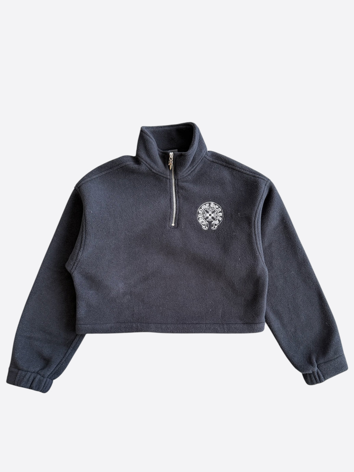 Chrome Hearts Black & White Horseshoe Logo Women's Fleece Quarter Zip Sweater