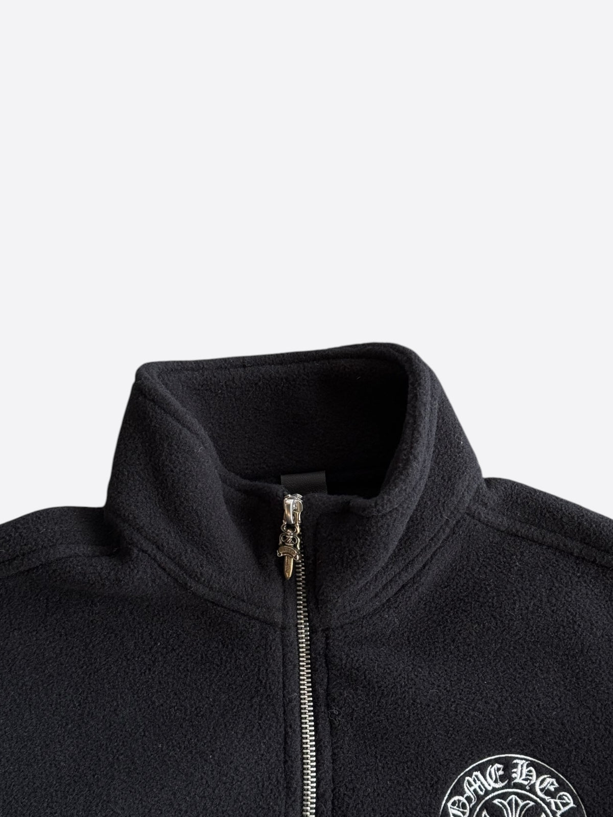 Chrome Hearts Black & White Horseshoe Logo Women's Fleece Quarter Zip Sweater