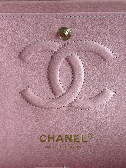 Chanel Light Blue & Pink Tweed Quilted Medium Flap Bag