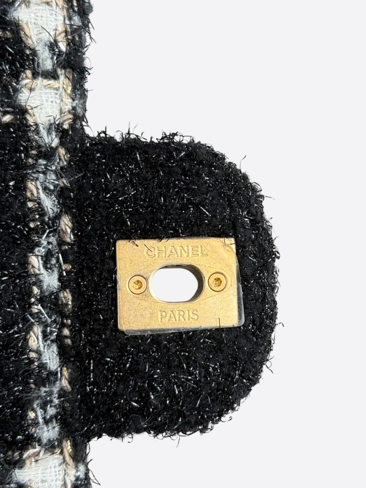 Chanel Black, White & Grey Tweed Quilted Square Zip Flap Bag
