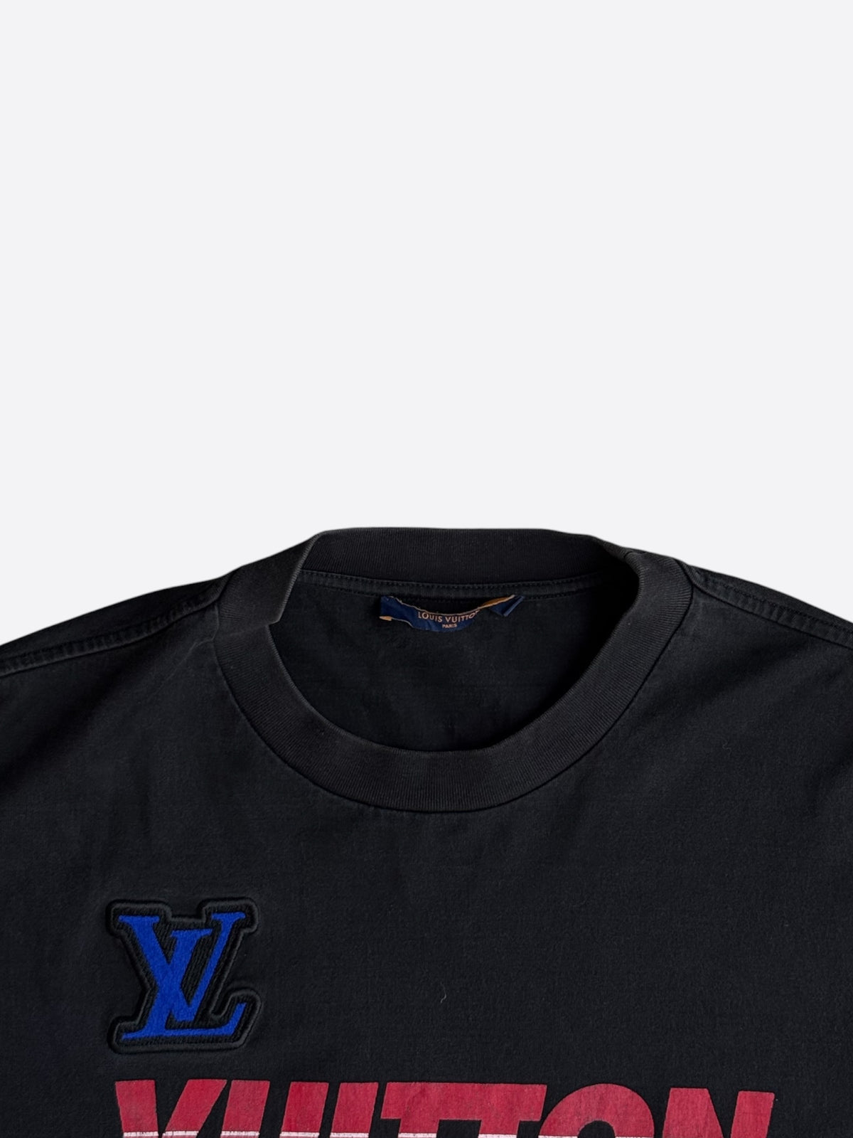 Louis Vuitton NBA Black Embroidered Patches T-Shirt