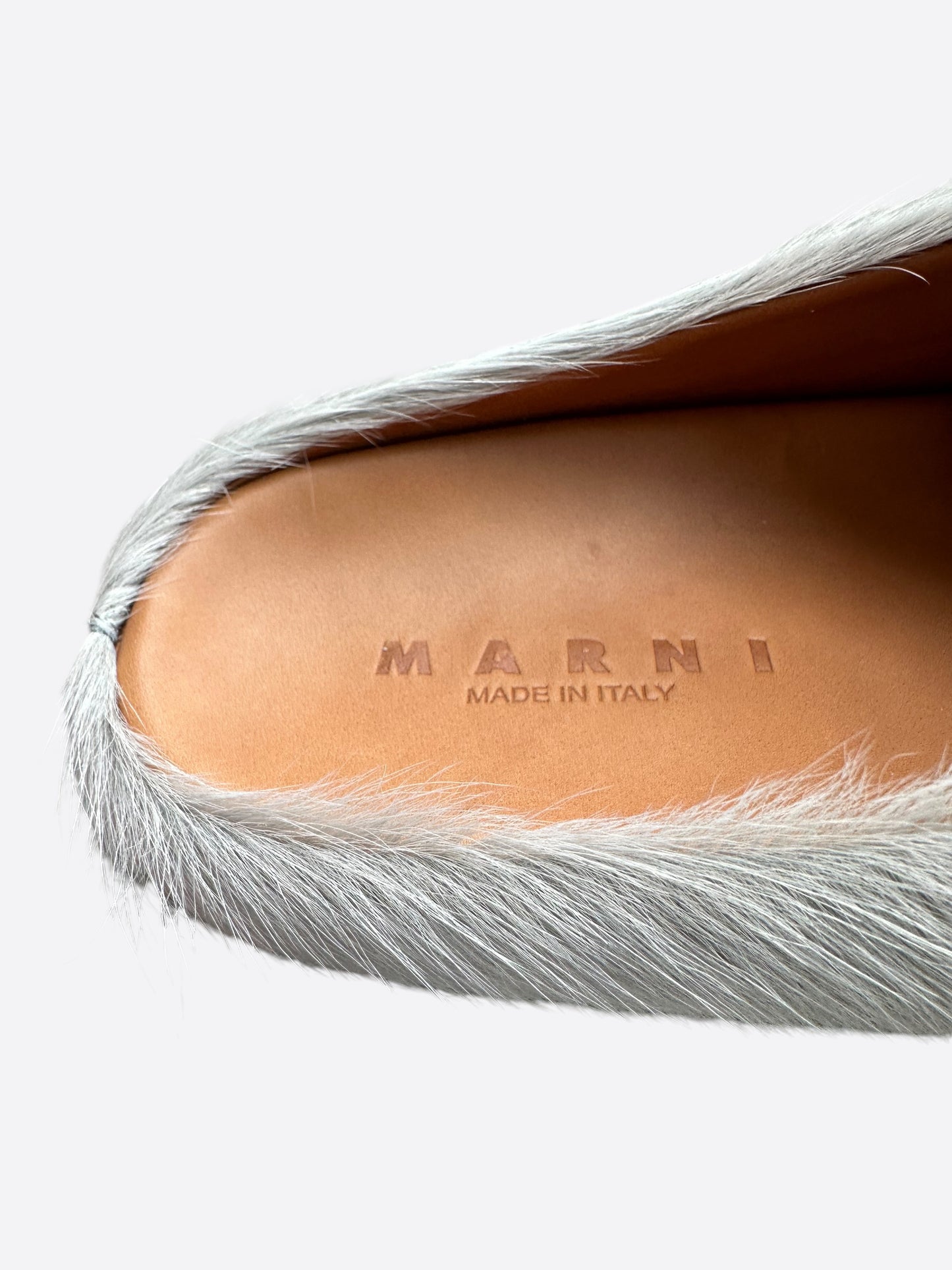 Marni Sodium Grey Calfskin Fussbett Sabot Slides