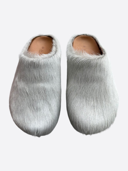 Marni Sodium Grey Calfskin Fussbett Sabot Slides