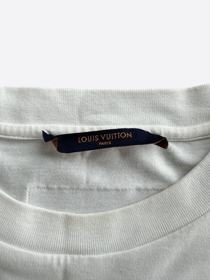 Louis Vuitton White & Blue LV Stitch Embroidered T-Shirt