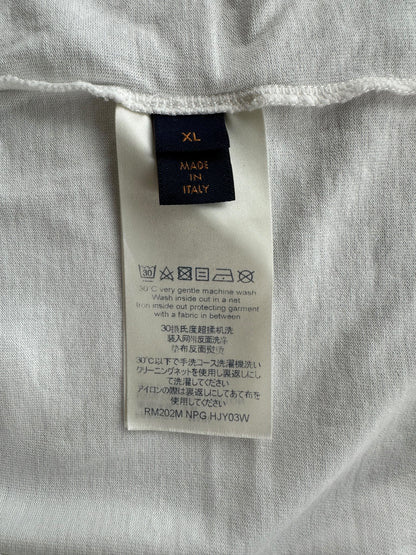 Louis Vuitton White & Blue LV Stitch Embroidered T-Shirt