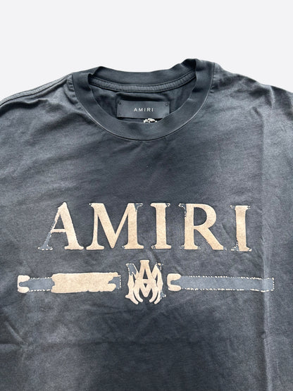 Amiri Faded Black Distressed MA Bar Logo T-Shirt