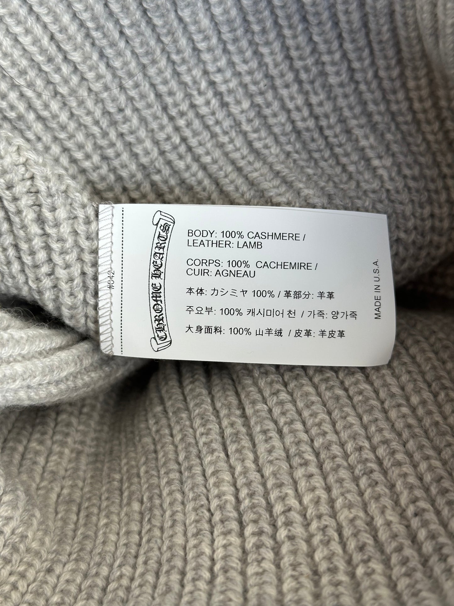 Chrome Hearts Grey & White Triple Star Patch Cashmere Beanie