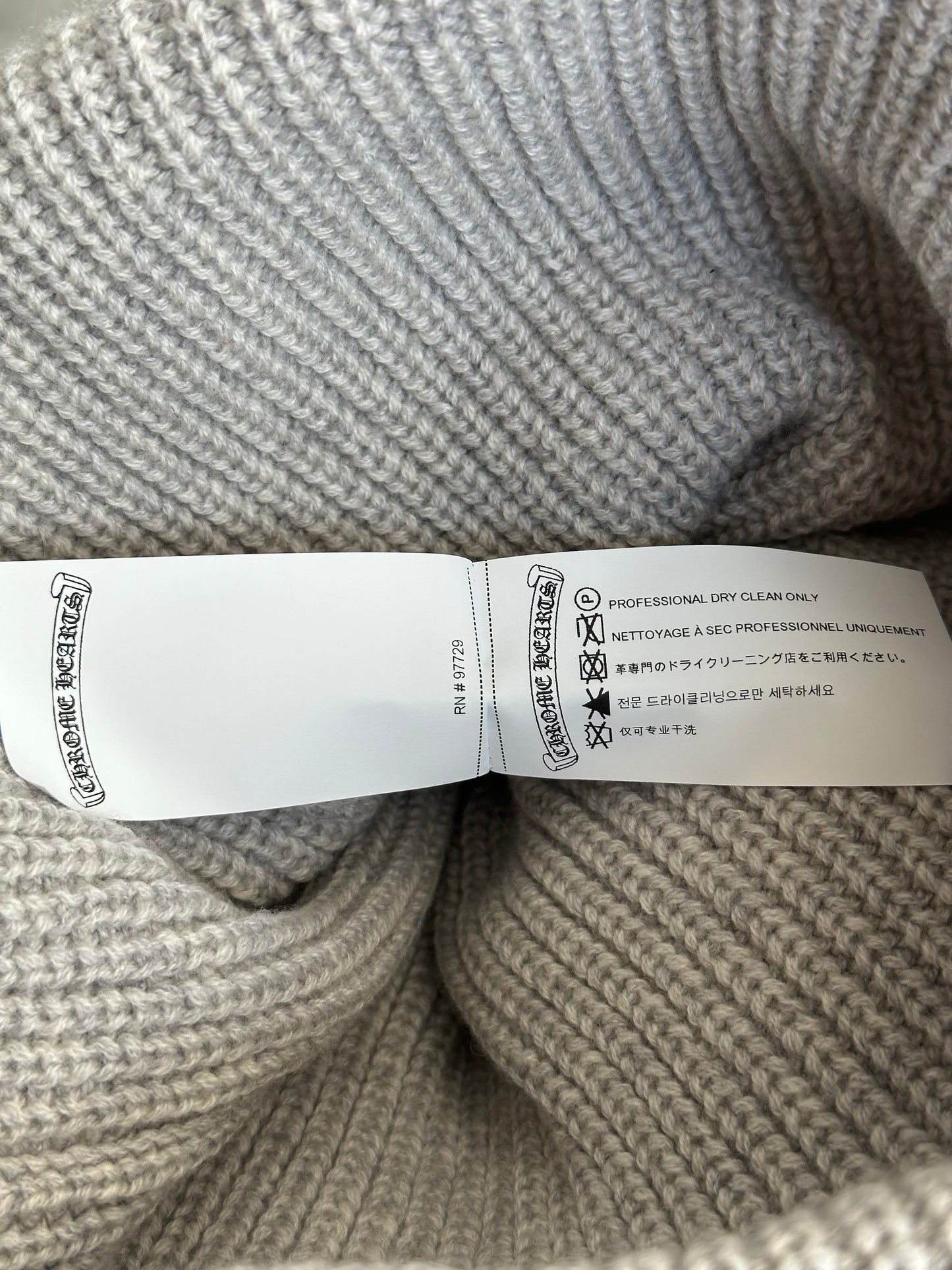 Chrome Hearts Grey & White Triple Star Patch Cashmere Beanie