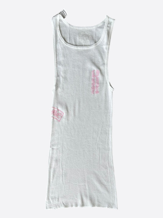 Chrome Hearts White & Pink T-Bar Logo Tank Top