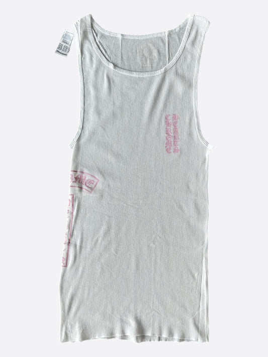 Chrome Hearts White & Pink T-Bar Logo Tank Top