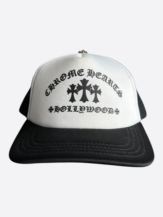 Chrome Hearts Black & White Triple Cross Trucker Hat
