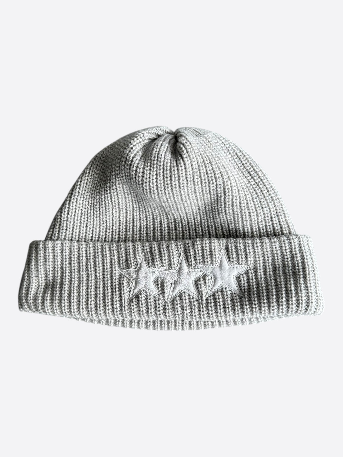 Chrome Hearts Grey & White Triple Star Patch Cashmere Beanie