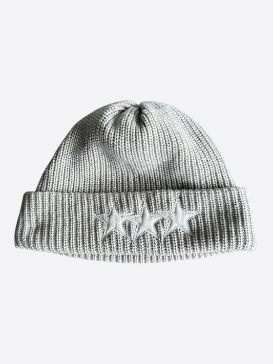 Chrome Hearts Grey & White Triple Star Patch Cashmere Beanie