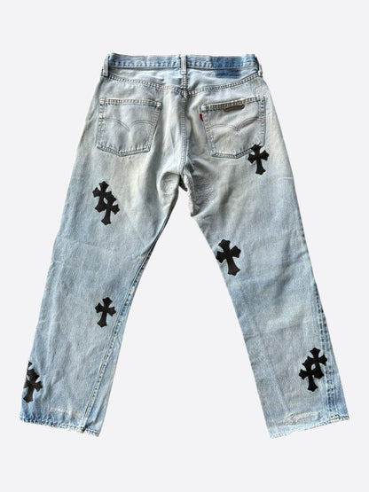 Chrome Hearts Levis Blue & Black Cross Patch Jeans
