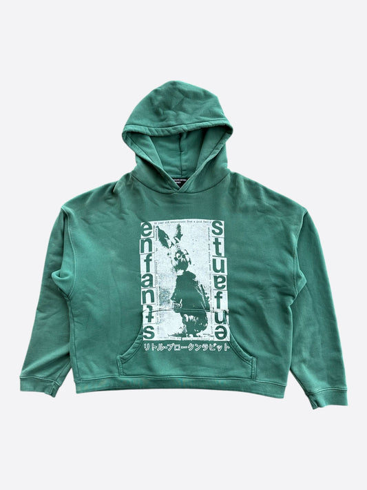 Enfants Riches Deprimes Green & White Rabbit Distressed Hoodie