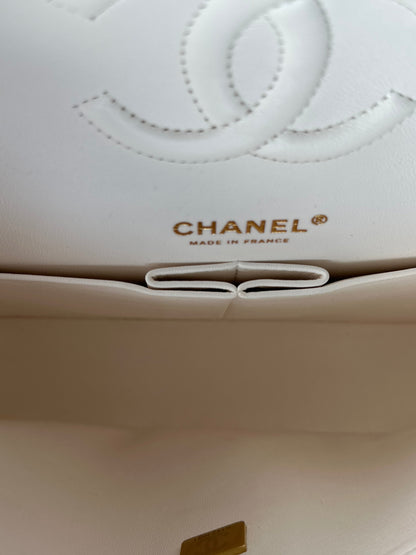 Chanel White Caviar Quilted Medium Flap Bag