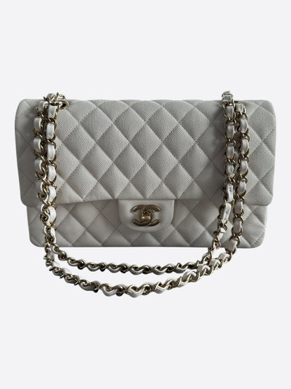 Chanel White Caviar Quilted Medium Flap Bag