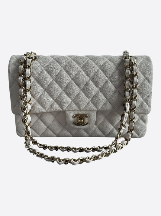 Chanel White Caviar Quilted Medium Flap Bag