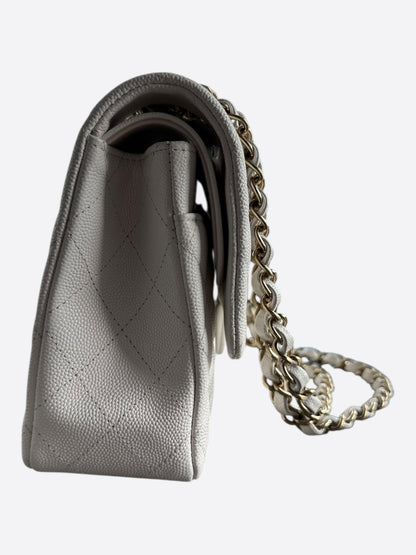 Chanel White Caviar Quilted Medium Flap Bag