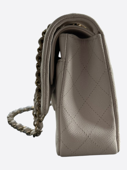 Chanel White Caviar Quilted Medium Flap Bag