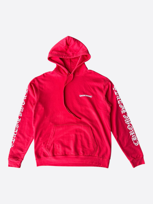 Chrome Hearts Red & White Scroll Logo Hoodie