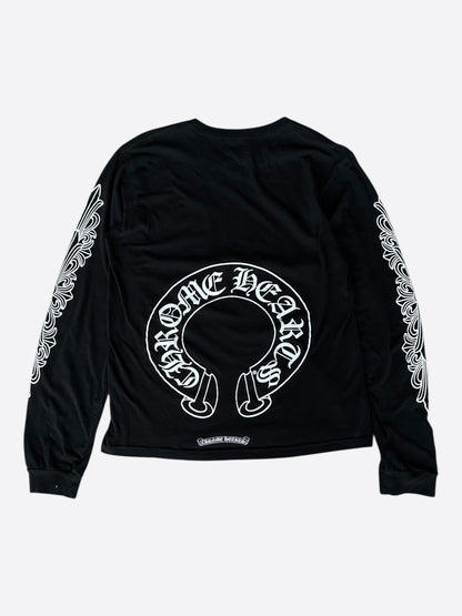 Chrome Hearts Black & White Horseshoe Logo Longsleeve T-Shirt