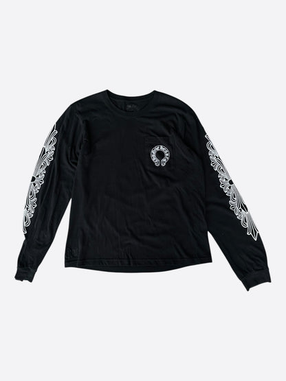 Chrome Hearts Black & White Horseshoe Logo Longsleeve T-Shirt