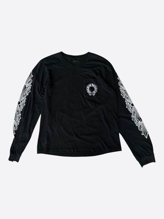 Chrome Hearts Black & White Horseshoe Logo Longsleeve T-Shirt