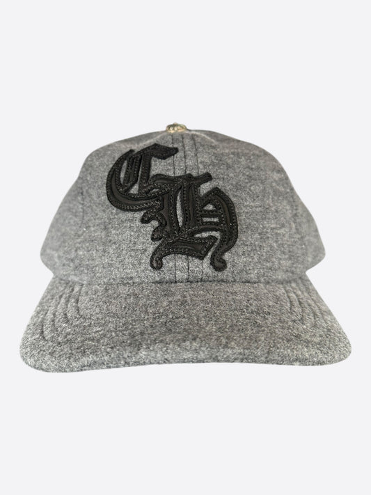 Chrome Hearts Grey & Black Leather CH Logo Wool Hat